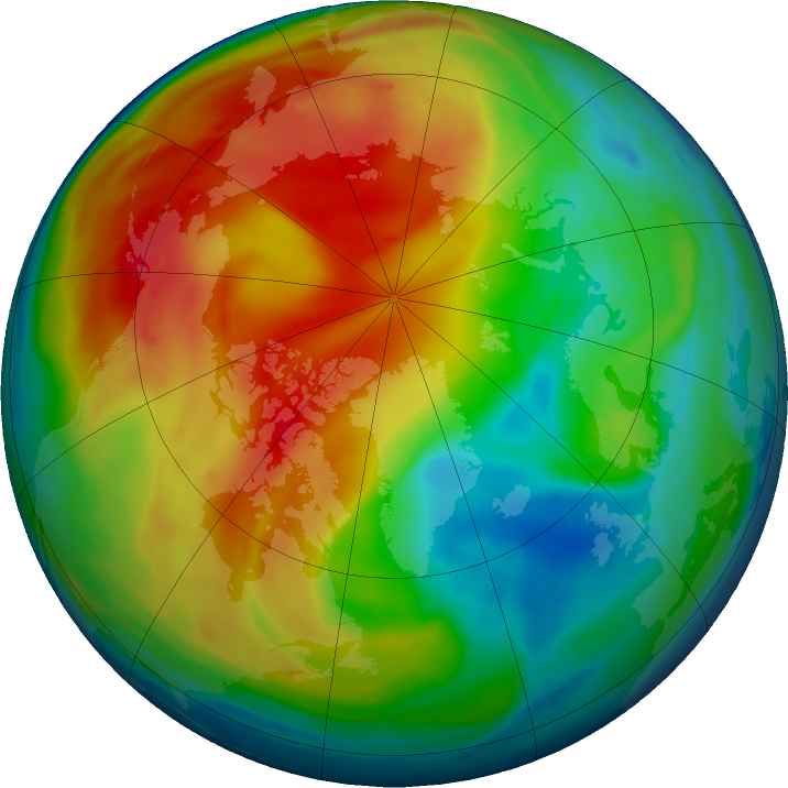 Arctic ozone map for 12 January 2021